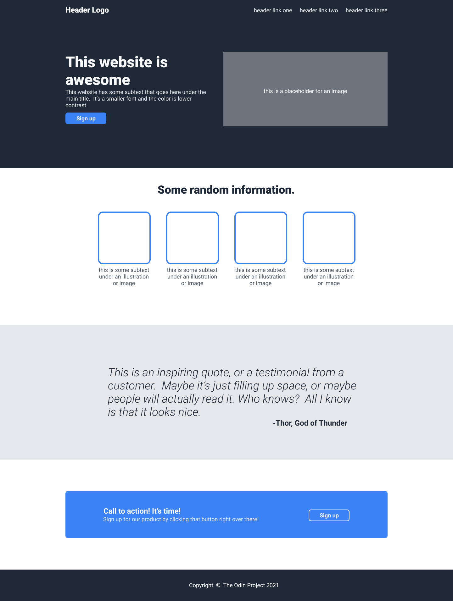 landing page outline